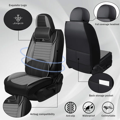 Seat Covers Fit for Mini Convertible 2009-2025 Premium Leather Car Seat Covers, Waterproof Non-Slip and Airbag Compatible, Fashion Car Seat Protector (Black Red,Front Set with Pillow)