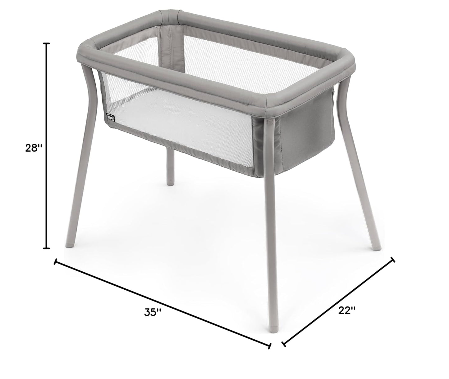 Chicco LullaGo Anywhere SE Portable Bassinet, Lightweight, Space-Saving with Waterproof Mattress and Fitted Sheet, Travel Bassinet for Baby, Clay/Grey