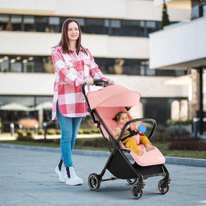INFANS Ultra-Compact Fold Airplane Ready Travel Stroller, One-Hand Gravity Fold Near Flat Recline Seat, Foldable Toddler Stroller for Infant 6-36 Month