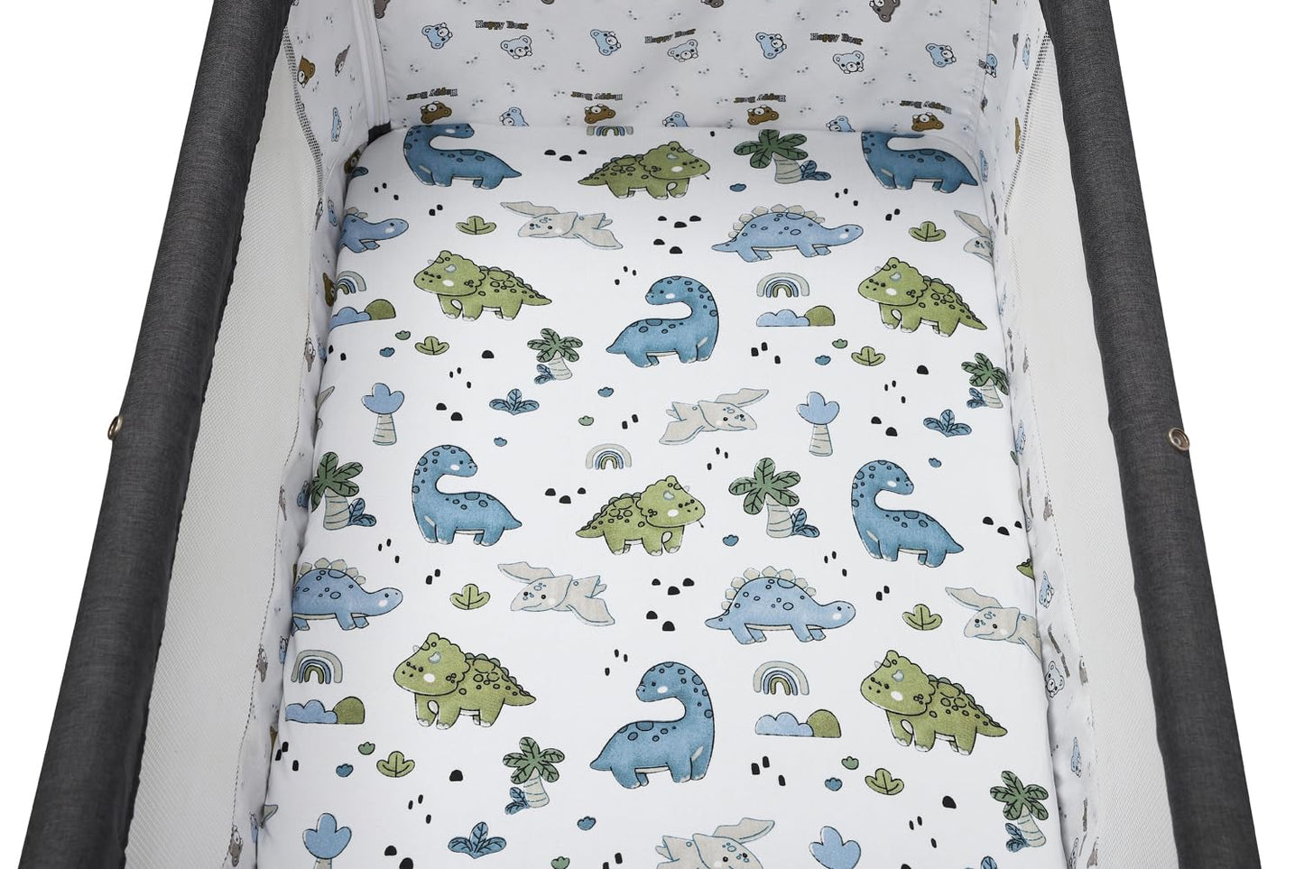 Bassinet Sheet Set 2 Pack Snug Fitted Bedside Sleeper Bassinet Sheets, Stretchy Ultra Soft, Unisex Boy Girl, Light Blue & Dinosaur