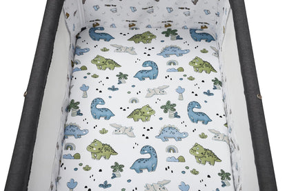 Bassinet Sheet Set 2 Pack Snug Fitted Bedside Sleeper Bassinet Sheets, Stretchy Ultra Soft, Unisex Boy Girl, Light Blue & Dinosaur