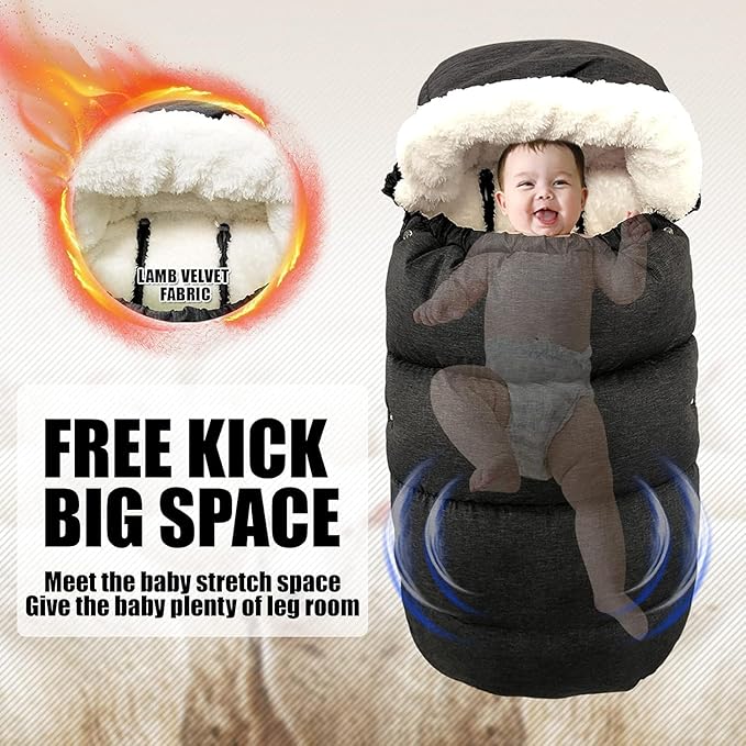 Waterproof &Thicken Universal Stroller Blanket for Babies,Toddler's Stroller Sleeping Bag & Footmuff & Bunting & Cover for Autumn Winter (Blue)