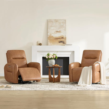CHITA Power Recliner Chair, Faux Leather Swivel Glider for Adults, Electric Nursery Rocking Chair with USB & Type-C Charging for Living Room, Bedroom, Chocolate Brown