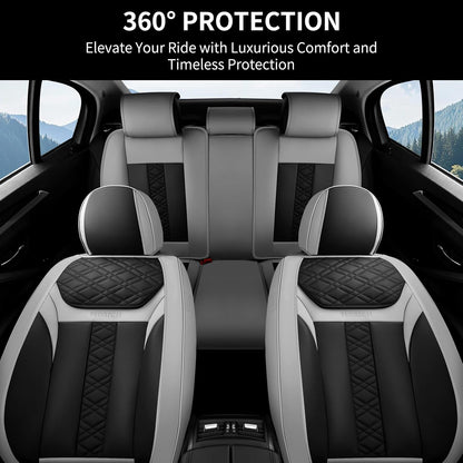 FLORICH Car Seat Covers Full Set, Automotive Seat Covers, Black Car Seat Cover, Waterproof Seat Protectors Universal fit for Car Truck Van SUV - Black
