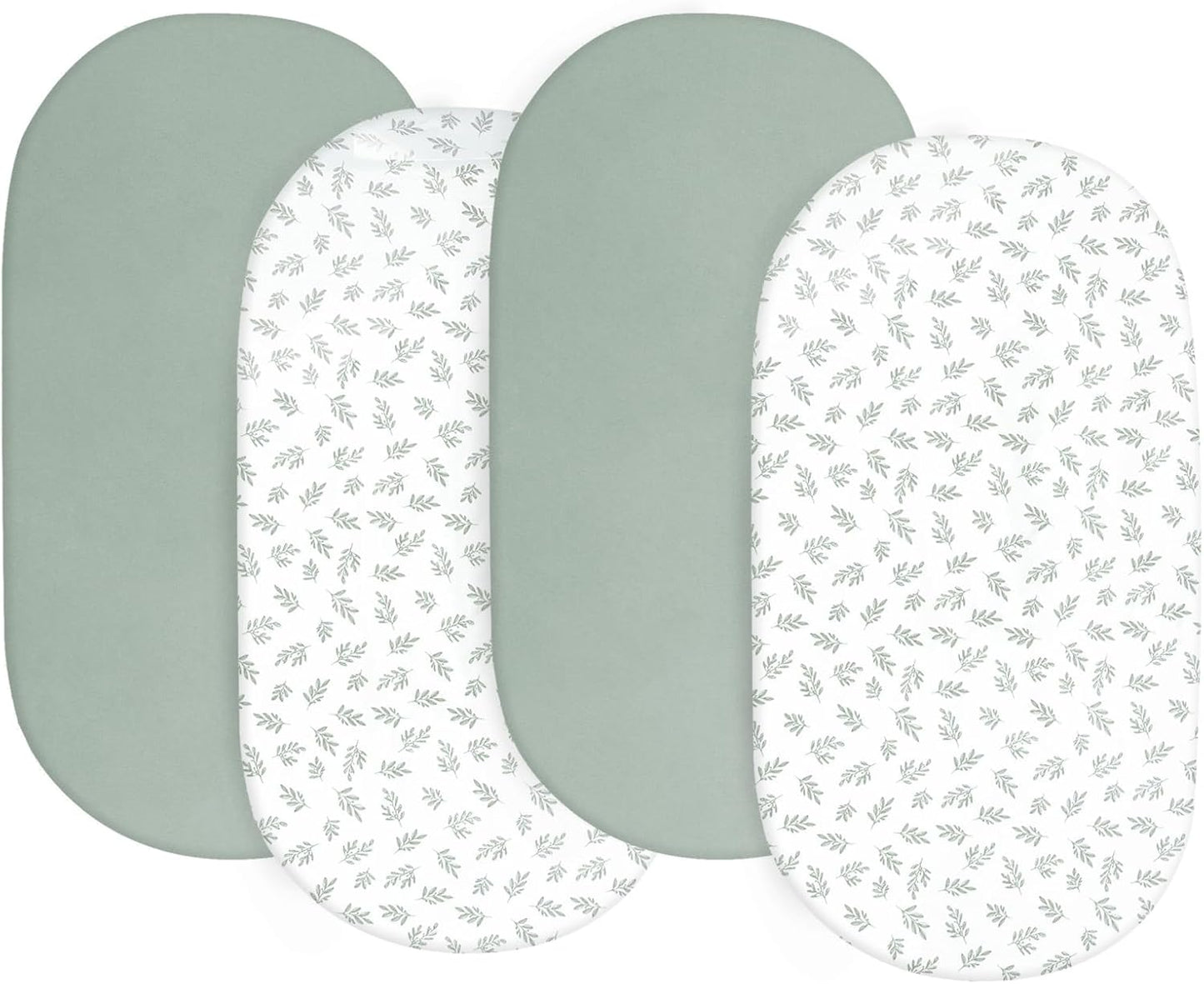 Baby Bassinet Sheets 4 Pack Fit for Baby Delight, Semphis, Kiniew, Jimglo, Cowiewie, JevrJeur, Newton Baby, AirClub, Mika Micky, Ezebaby and Besrey Bassinet, Green