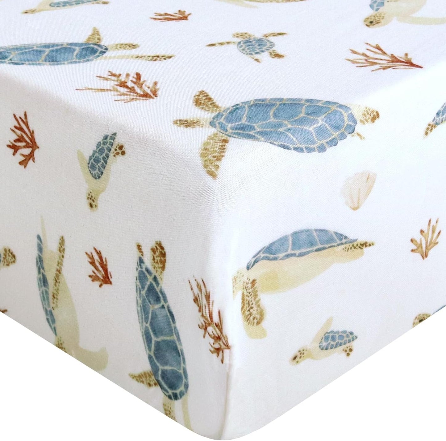 LifeTree Crib Sheets for Baby Unisex - Muslin Fitted Crib Sheets Toddler Bed Sheet, 70% Viscose from Bamboo and 30% Cotton, Fits Mini Crib & Pack and Play Playard, Bear, 26in x 38in