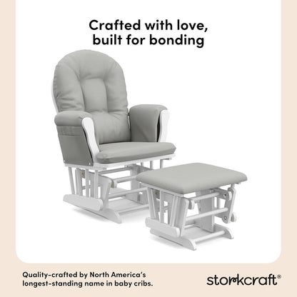 Storkcraft Premium Hoop Glider & Ottoman (Espresso/Gray Swirl) — GREENGUARD Gold Certified Nursery Glider, Solid Wood Craftsmanship, Smooth-Gliding Nursery Chair and Ottoman, Award-Winning - Colors B