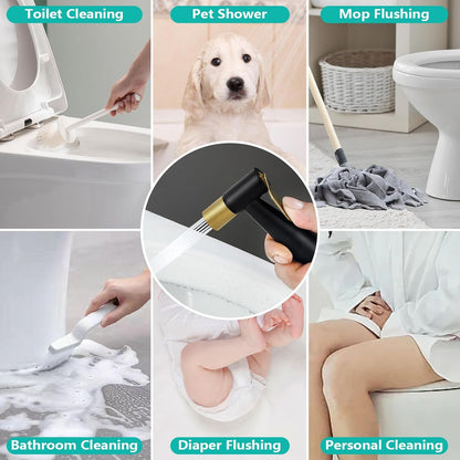 BARROCK Handheld Bidet Sprayer for Toilet, Stainless Steel Metal Made Baby Cloth Diaper Spraying Kit, Bathroom Toilet Bidet Attachment Set for Bathing Pets and Feminine Hygiene, Matte Black