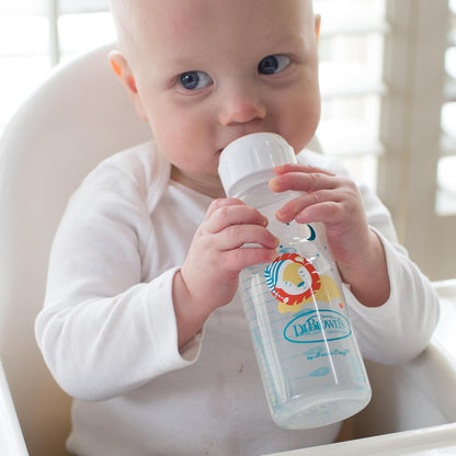 Dr. Brown's Milestones Narrow Sippy Bottle, 100% Silicone Soft Sippy Spout, 8oz/250mL, Flamingo & Bunny, 6m+