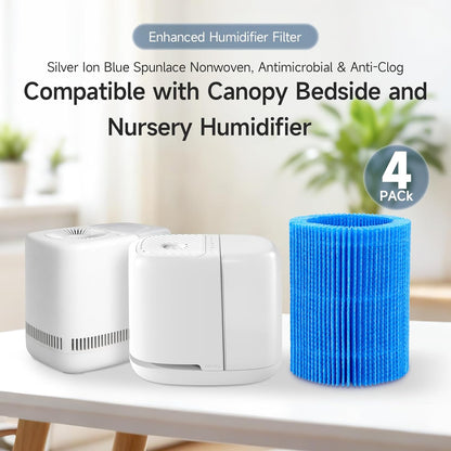 Upgrade Humidifier Replacement Filter Compatible with Canopy Bedside and Nursery Humidifier, Blue Spunlace Nonwoven Washable Filter, 4-Pack