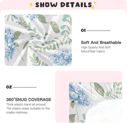 Fitted Crib Sheets White Bears with Clouds Stretchy Portable Playard Sheets for Baby Toddler, Breathable Soft Mini Crib Mattress 39 x 27 in for Boys and Girls