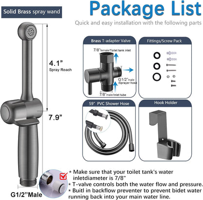 SonTiy Handheld Bidet Sprayer for Toilet, White Cloth Diaper Toilet Sprayer Attachment with Backflow Preventer, Adjustable Water Pressure Toilet Jet Spray for Feminine Wash