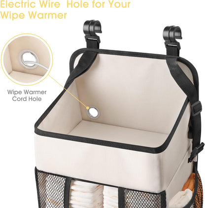 Maliton Changing Table Diaper Organizer - Baby Hanging Diaper Stacker Nursery Caddy Organizer for Cribs Playard Baby Essentials Storage (Gray)
