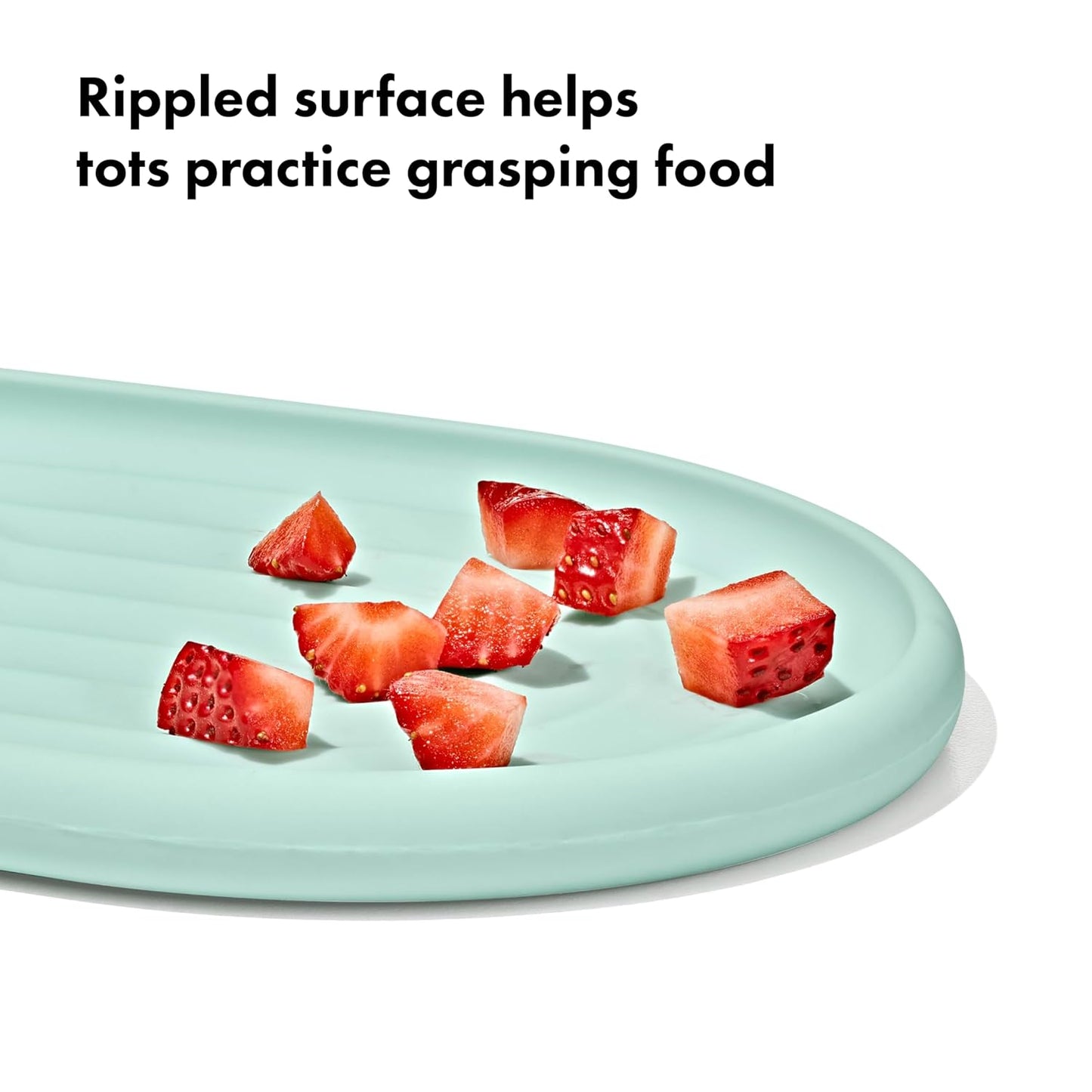 OXO Tot Textured Suction Plate & Spoons Set, Baby Led Weaning Supplies