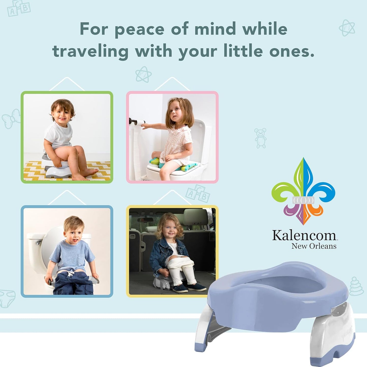 Kalencom Potette Plus 2-in-1 Travel Potty and Trainer Seat - Dual-Purpose Potty Training Toilet Seat - Portable Potty for Toddler Travel - with Durable, Lock-in Legs and Splash Guard - Pastel Mint