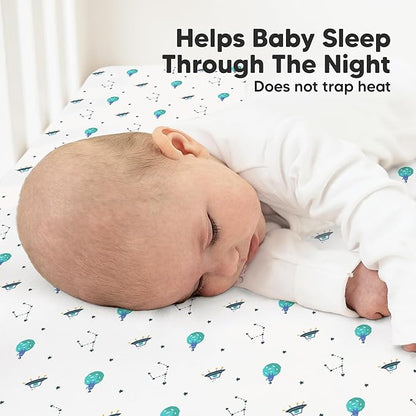 KeaBabies 2-Pack Organic Crib Sheets for Boys, Girls - 52x28 Fitted Crib Mattress Sheet Neutral, Breathable Jersey Cotton Cover for Baby Bed, Toddler Mattress, Soft & Cute Prints (Space Quest)