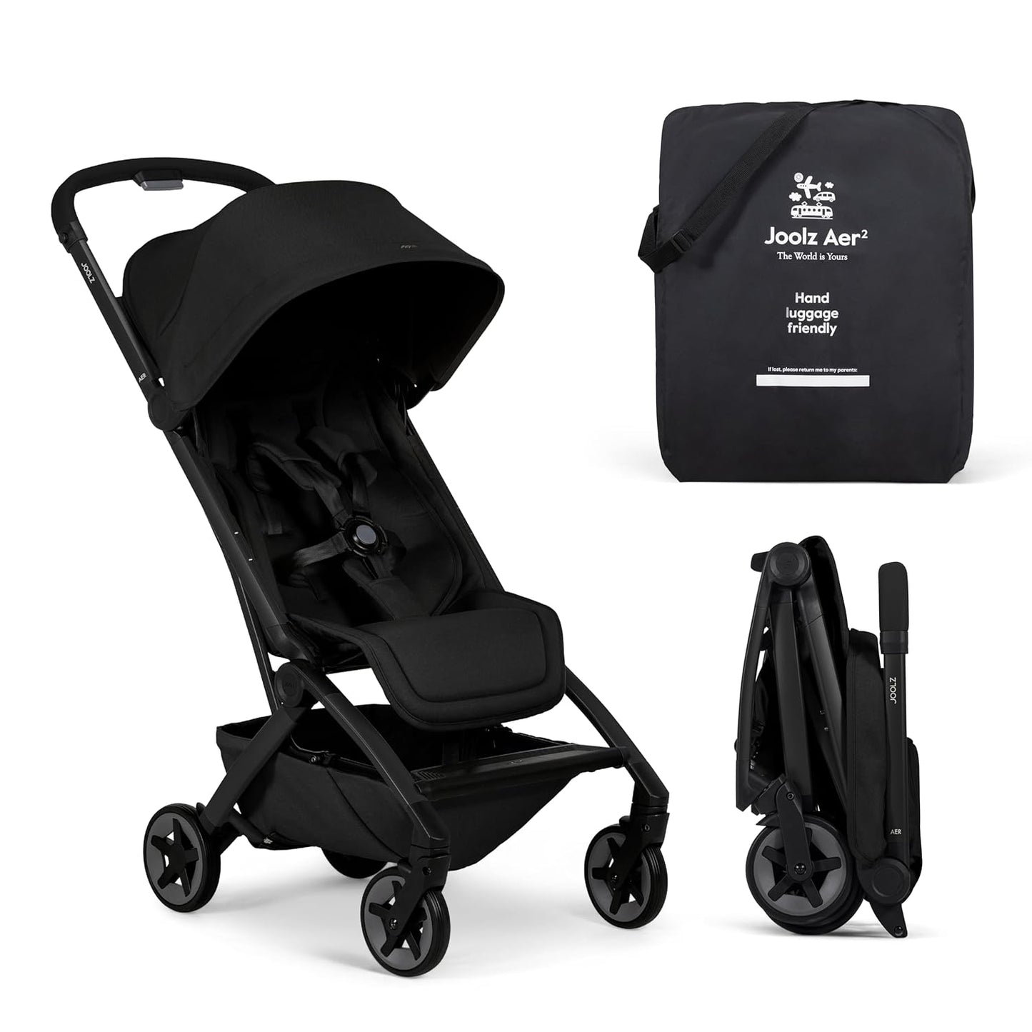 Joolz Aer2 Lightweight Travel Stroller for Baby & Toddler – One-Hand Fold, Compact Carry-On Airplane Approved, Reclining Seat, UPF 50+ Canopy, Travel Pouch, Baby Net – Forest Green