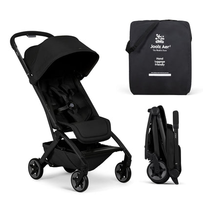 Joolz Aer2 Lightweight Travel Stroller for Baby & Toddler – One-Hand Fold, Compact Carry-On Airplane Approved, Reclining Seat, UPF 50+ Canopy, Travel Pouch, Baby Net – Forest Green
