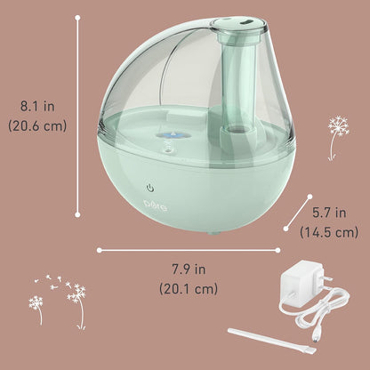 Pure Enrichment MistAire Silver Ultrasonic Cool Mist Humidifier for Bedroom, Office, Nursery & Indoor Plants - Lasts Up to 25 Hours, Whisper-Quiet Operation, Optional Night Light, & Auto Shut-Off