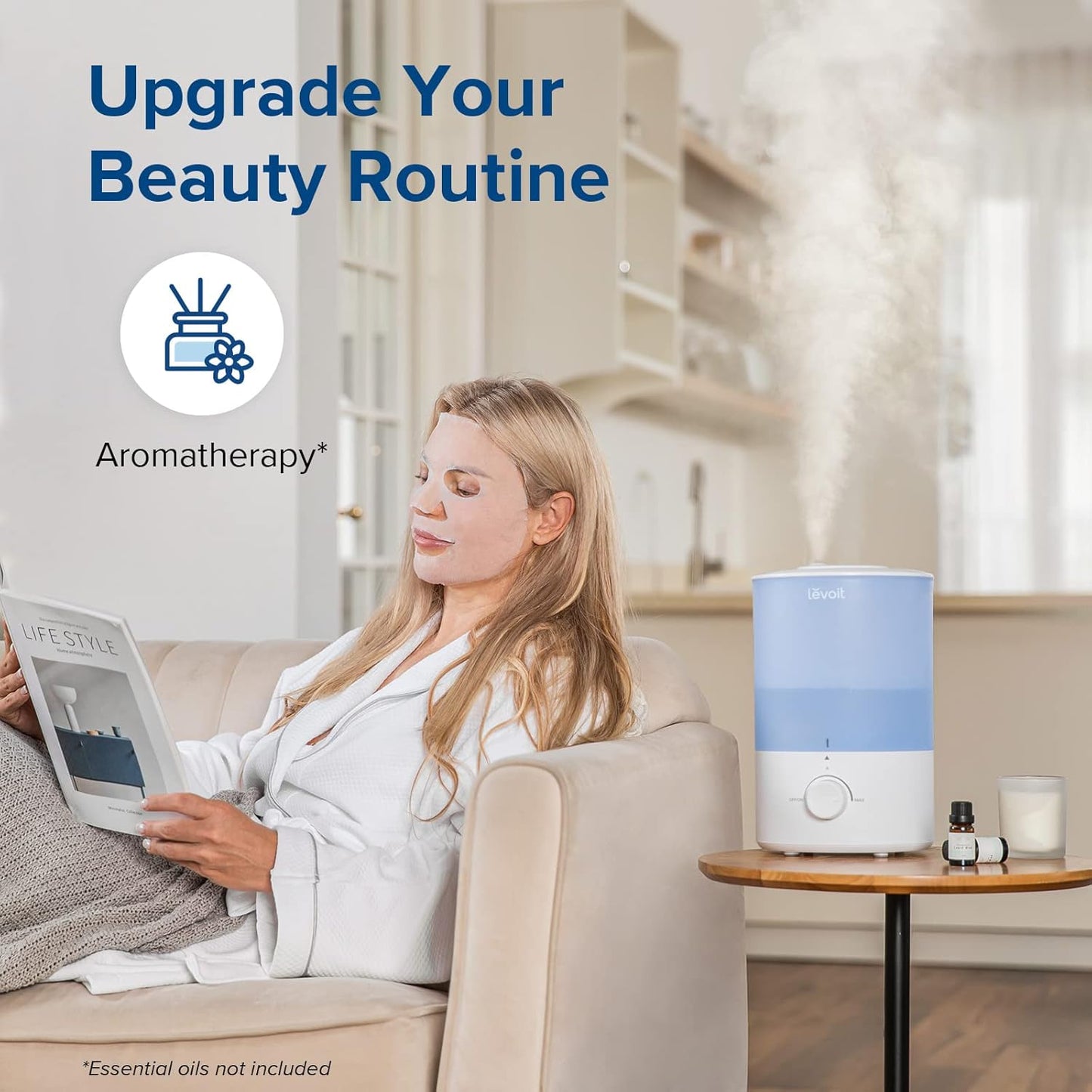 LEVOIT Dual 200S Smart Humidifiers for Bedroom, Top Fill, Customize Humidity for Home, Baby Nursery & Plants with Humidistat, Essential Oil Diffuser, Schedule, Timer, APP & Voice Control, 3L, Blue