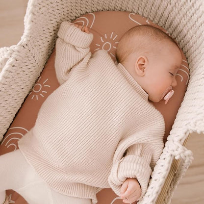 Yoofoss Bassinet Sheets for Baby,3-Pack Fitted Bassinet Sheets Set Compatible with Halo Bassinest Swivel Sleeper,Baby Delight,Angelbliss,Soft Breathable Bassinet Mattress Sheets (Brown+Animals)