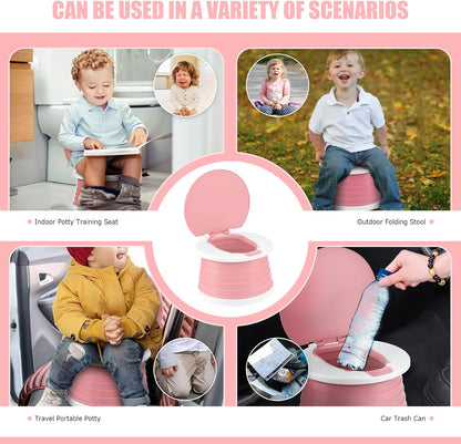 Portable Potty for Toddler Travel Foldable Potty Seat for Toddler Training Toilet for Kids Boys Girls Car On The Go Potty Travel Toilet Chair for Camping Park Indoor/Outdoor
