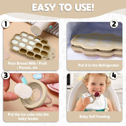 O'doe Baby Weaning Set – 15 Pcs Silicone Baby Feeding Set with Suction Plate, Bowl, Bib, Sippy Cup, Fruit Feeder & Freezer Tray – Baby Plates and Bowls Set for 3M+ | BPA-Free Baby Dishes & Utensils