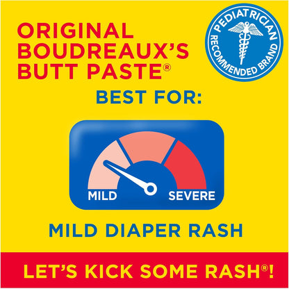 Boudreaux's Butt Paste Original Diaper Rash Cream, Diaper Cream for Baby, Fast Relief from Mild Discomfort, Pediatrician-Recommended Brand, 4 oz Tube