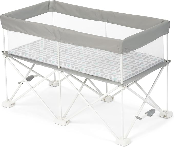 Regalo My Crib Portable Infant Bassinet, Includes Design Padded Insert, Travel Carry Bag, Support Tubes, Step Safety Locking Mechanism, Grey