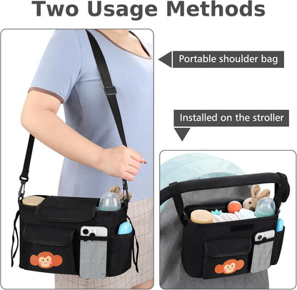 Accmor Universal Stroller Organizer with Cup Holder and Shoulder Strap, Stroller Bag Caddy Organizer Fits for Uppababy, Baby Jogger, Britax Strollers