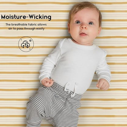 Yoofoss Baby Crib Sheets for Boys Girls, Fitted Crib Sheet 2 Pack for Standard Crib and Toddler Mattress, Super Soft Microfiber Baby Sheet 28x52x8in(Brown+Stripe)