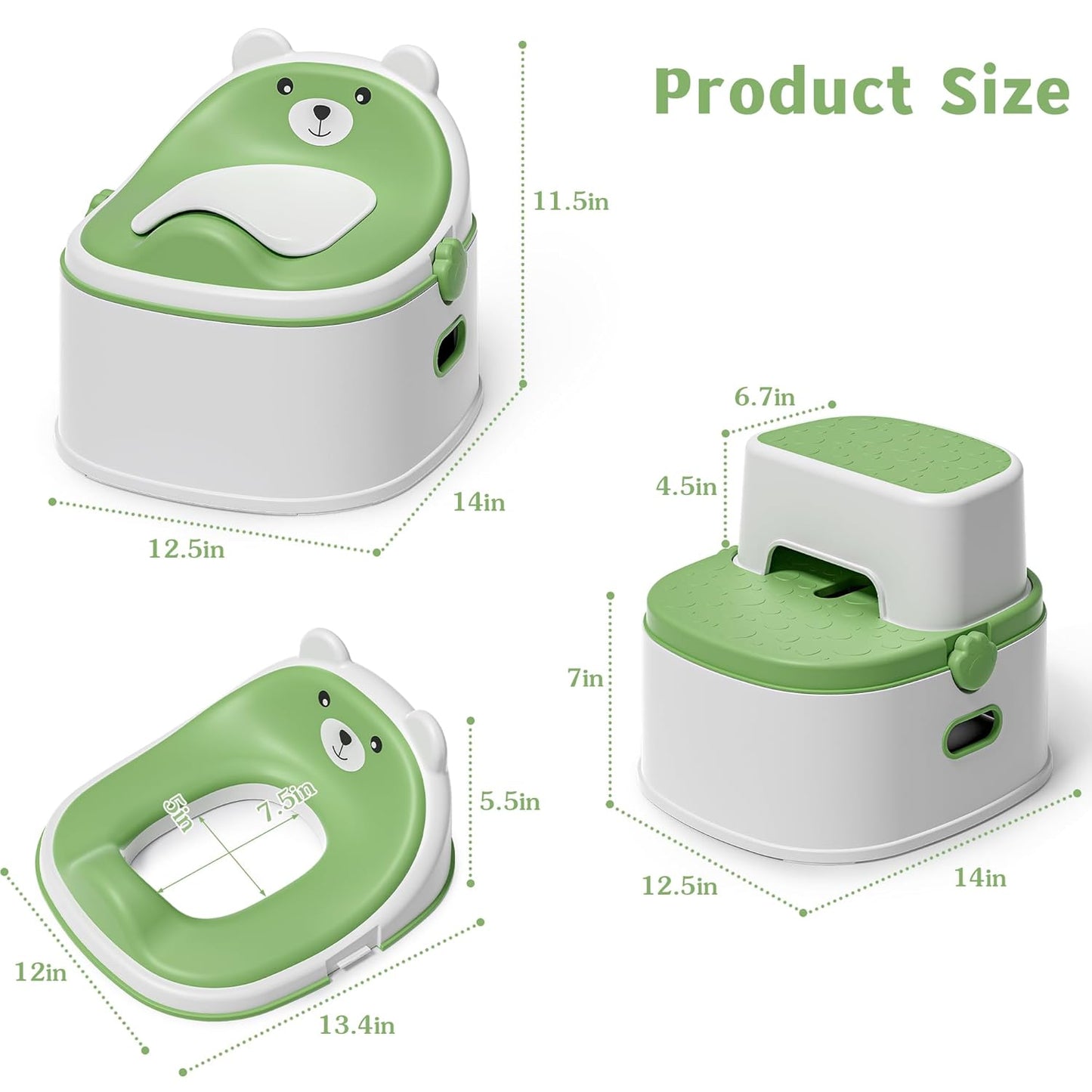 3-in-1 Potty Training Toilet, Portable Potty, Potty Training Seat and Toddler Step Stool, Easy Setup and Clean, Anti-Slip Toddler Potty Trainer for Boy Girl,Grey