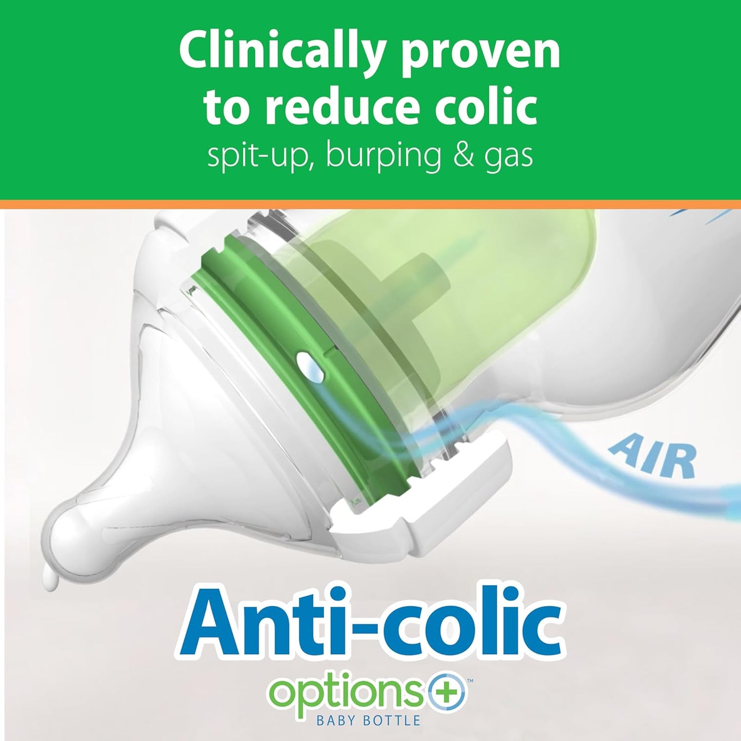 Dr. Brown's Natural Flow Anti-Colic Options+ Wide-Neck Glass Baby Bottle 5 oz/150 mL, with Level 1 Slow Flow Nipple, 1 Pack, 0m+