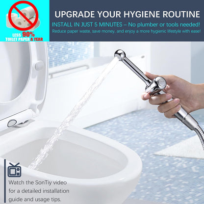 SonTiy Handheld Bidet Sprayer for Toilet, White Cloth Diaper Toilet Sprayer Attachment with Backflow Preventer, Adjustable Water Pressure Toilet Jet Spray for Feminine Wash