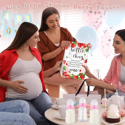 TrelaCo Bottle Chug Baby Shower Game 20 Pcs Baby Bottles Shower Favor with 1 Greenery Theme Sign for Gender Reveal Party Supplies Gifts(Green)