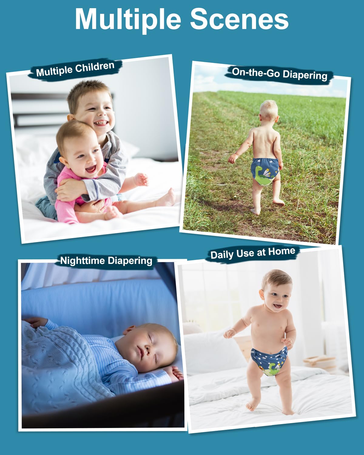 babygoal Cloth Diaper Covers 6 Pack with Wet Bag for Fitted Diapers and Prefolds with Double Gussets, Adjustable and Reusable for Baby Boys and Girls