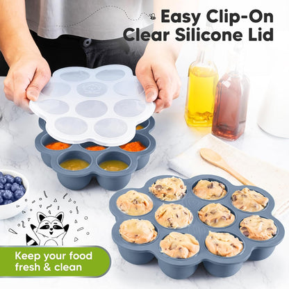 KeaBabies Silicone Food Freezer Trays with Lid, 2oz x 10 Pods Baby Food Storage Containers, Easy Puree Meal Prep, Breast Milk Silicone Freezer Molds, Dishwasher, Microwave Safe, BPA-Free (Chai Latte)