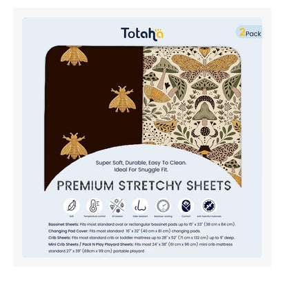 TotAha Premium Stretchy Bassinet Sheets for Baby Girl, Silky Comfort Cradle Sheets Fitted 18 x 36 for Oval, Rectangular, Hourglass Mattress, Hypoallergenic, Buttery Soft 2-Pack (Floral & Pale Pink)