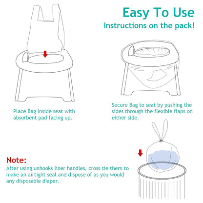 Disposable Portable Potty Liner Bags with Super Absorbent Pads - Universal Fit for Most Potty Training Chairs, Outdoors Travel Baby Toilet Liners Leak-Proof for Home & Travel - 36 Packs