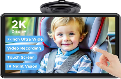 7" Touchscreen Baby Car Mirror, Baby Car Camera HD 1440P, View Infant in Rear Facing Seat with 150°Wide Angle, Night Vision, Easy Setup