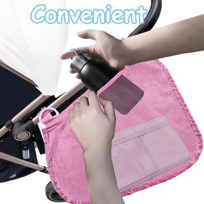 2 Pack Universal Side Sling Stroller Organizer with Mesh Cargo Net,Adjustable and Non-Slip Stroller Storage Bags, Portable Side Sling Stroller Cargo Net for Baby Accessories(Black)
