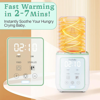 Freebaby Bottle Warmer,Fast Baby Bottle Warmer for Breast Milk & Formula, Accurate Temperature Control,Milk Warmer for All Bottles, Easy to use,24H Keep, Thawing, Sterilizing & Food Heating（Gray）