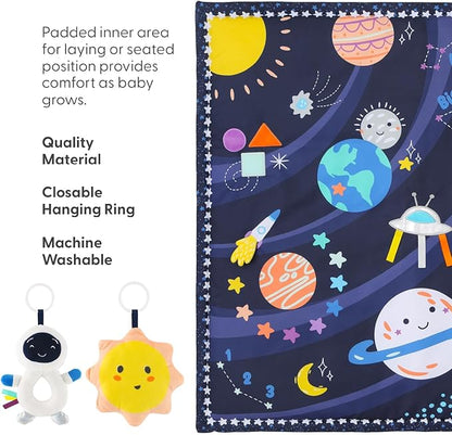 The Peanutshell Unisex Baby Play Gym & 7-in-1 Play Mat - Playmat Baby Toys 0-6, 6-12 Months Tummy Time Mat with Hanging Toys, Soft Padded Mat for Newborns, Infants - Space