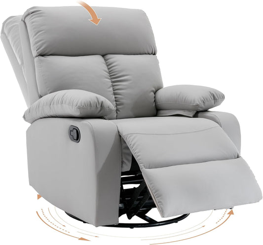 hzlagm Swivel Rocker Recliner, Rocking Chair Nursery, Small Rocker Recliners for Small Spaces, Living Room, Bedroom, Nursery, RV, Light Grey