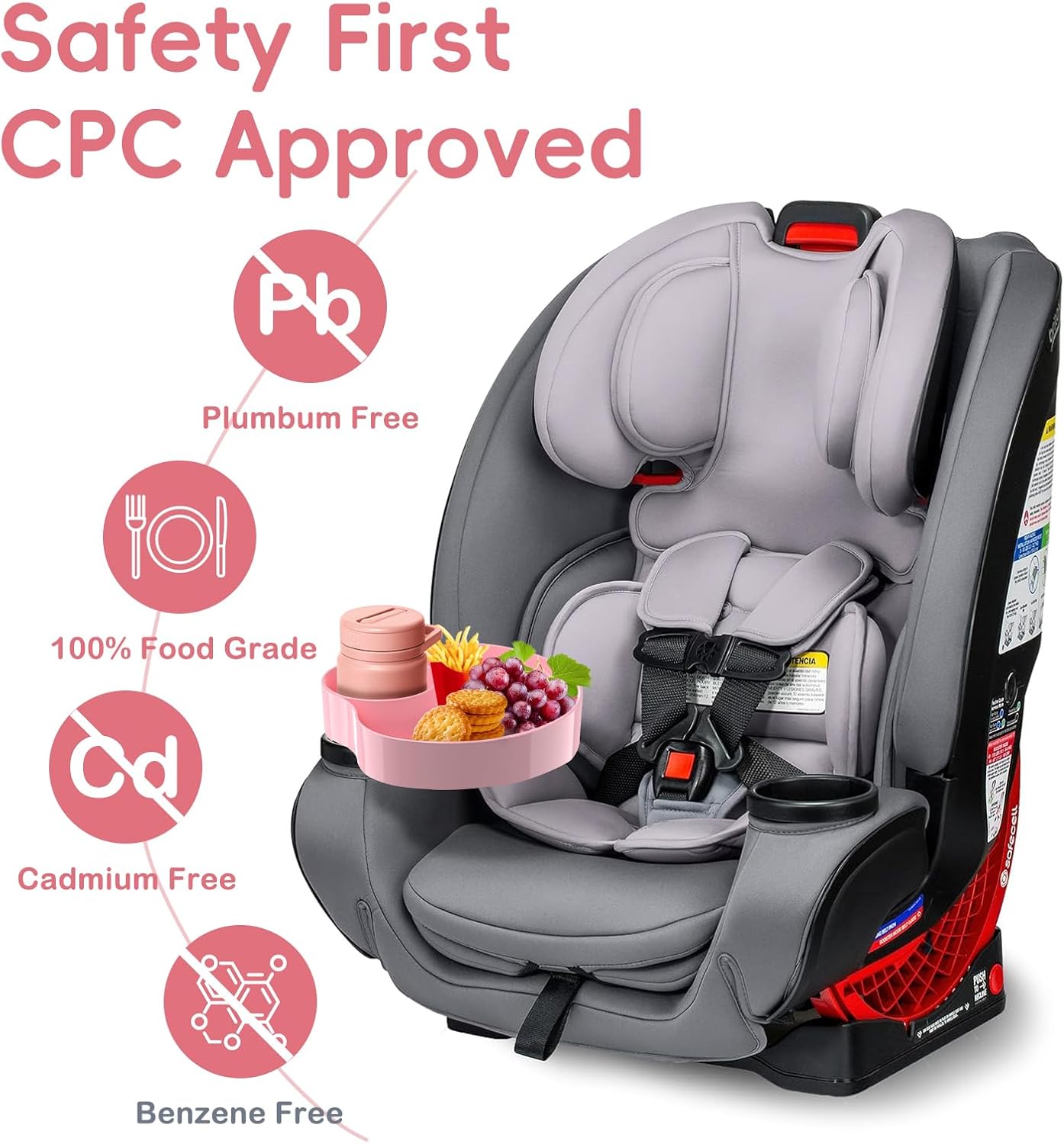 [2 Packs] Kids Car Seat Tray, Travel Tray with Cup Holder for Toddler Baby, Kids Car Seat Food Snack Organizer for Road Trip, Stroller snack tray travel must haves - Black