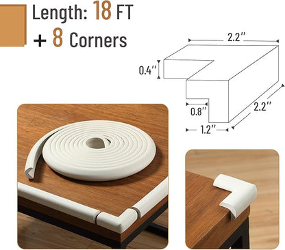 Mr. Pen- Furniture Corner & Edge Safety Bumpers, 18ft Edge & 8 Corners, Baby Proof Corners and Edges, Baby Proofing Corner Guards, Baby Corner Protector Guards, Edge Protector for Baby