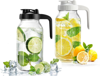 32oz Glass Pitcher with Lid & V-shaped Pour Spout - 1 Quart Breastmilk Pitcher Double Leak Proof, Creamer Container for Sun Tea, Juice, Cold Brew Coffee, Breastmilk Storage Container