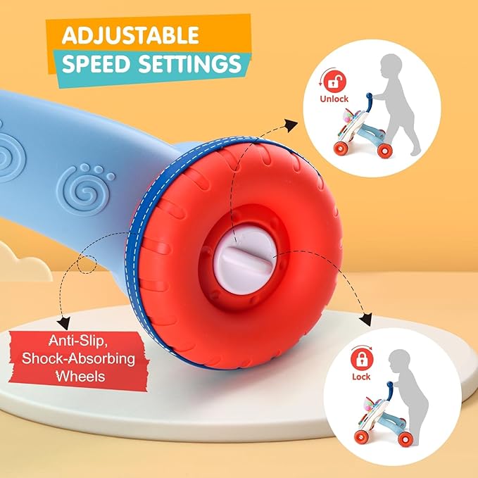 AuntyFey Baby Walker, 3 in 1 Push Walker for Baby Girls Boys, Baby Walking Toy for 1 Year Old Learning to Walk, Sit to Stand Baby Walker Push Toy for Girl 12 Months, Blue