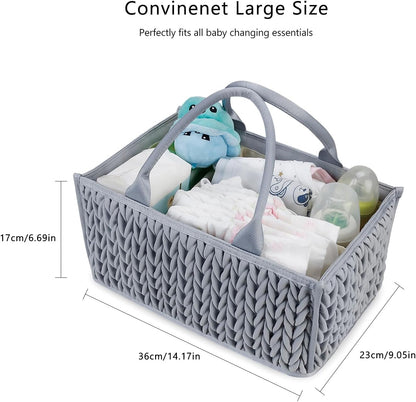 MOMIGO Baby Diaper Caddy Organizer - Fahion Mahua Water-resistent Nursery Storage Basket for Diapers and Baby Wipes, Diaper Stacker Car Organizer, newborn nursery Gift (Green)