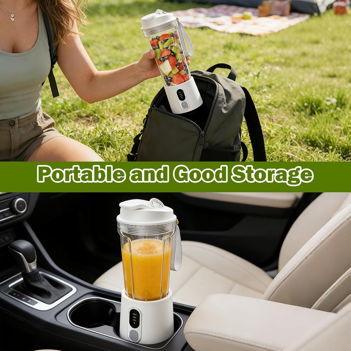 Portable Blender for Smoothies Electric Juicer - Freshly Juices Milk shakes and Baby food Small Portable Blender with 300W Motor Mini Mixer with Extra Lid Suitable for Outdoor Sports Travel